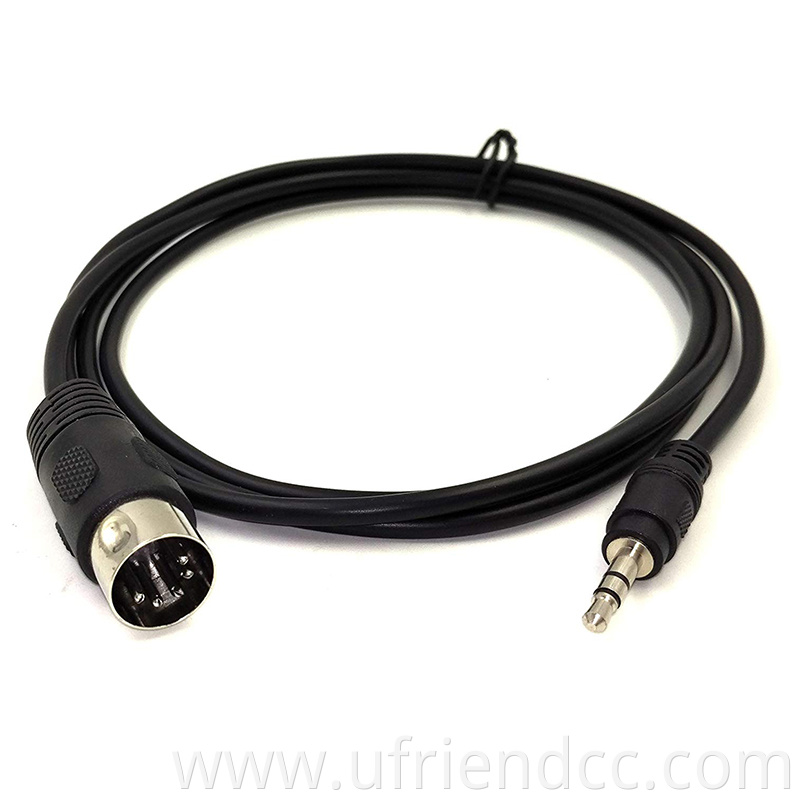 High Quality Black Pvc Stereo Audio 3.5 Mm Jack To 5 Pin Din Cable